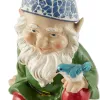 Solar-Powered Cheery Gnome Garden Statue for Outdoor Decor