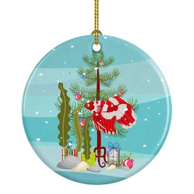 Veil Tail Betta Merry Christmas Ceramic Ornament Christmas Tree Hanging Decorations for Home Christmas Holiday, Party, Gift, 3 in, Multicolor