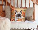 Snowshoe Cat in Fall Leaves Throw Pillow Machine Washable, Indoor Outdoor Decorative Pillow for Couch, Bed or Patio, 14Hx14W