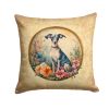 Italian Greyhound and Flowers Throw Pillow Machine Washable, Indoor Outdoor Decorative Pillow for Couch, Bed or Patio, 14Hx14W