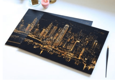 Decorative painting scratch Scraping painting drawing paper world Sightseeing pictures decoration birthday gifts drop shipping (Option: O)