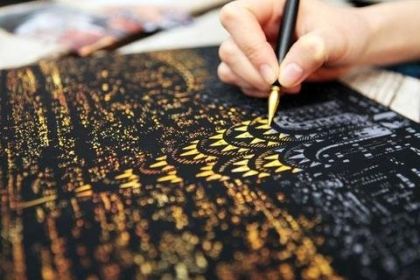 Decorative painting scratch Scraping painting drawing paper world Sightseeing pictures decoration birthday gifts drop shipping (Option: M)