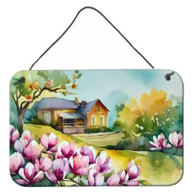 NEW Louisiana Magnolias in Watercolor Wall or Door Hanging Prints Aluminum Metal Sign Kitchen Wall Bar Bathroom Plaque Home Decor, 8HX12W, Multicolor (Default: Default)