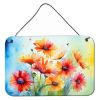 NEW Gerbera Daisies in Watercolor Wall or Door Hanging Prints Aluminum Metal Sign Kitchen Wall Bar Bathroom Plaque Home Decor, 8HX12W, Multicolor