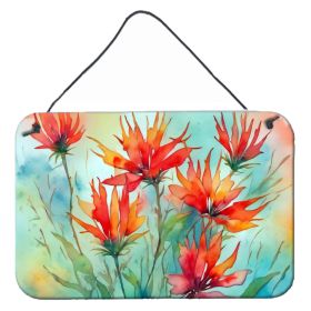 NEW Wyoming Indian Paintbrush in Watercolor Wall or Door Hanging Prints Aluminum Metal Sign Kitchen Wall Bar Bathroom Plaque Home Decor, 8HX12W (Default: Default)